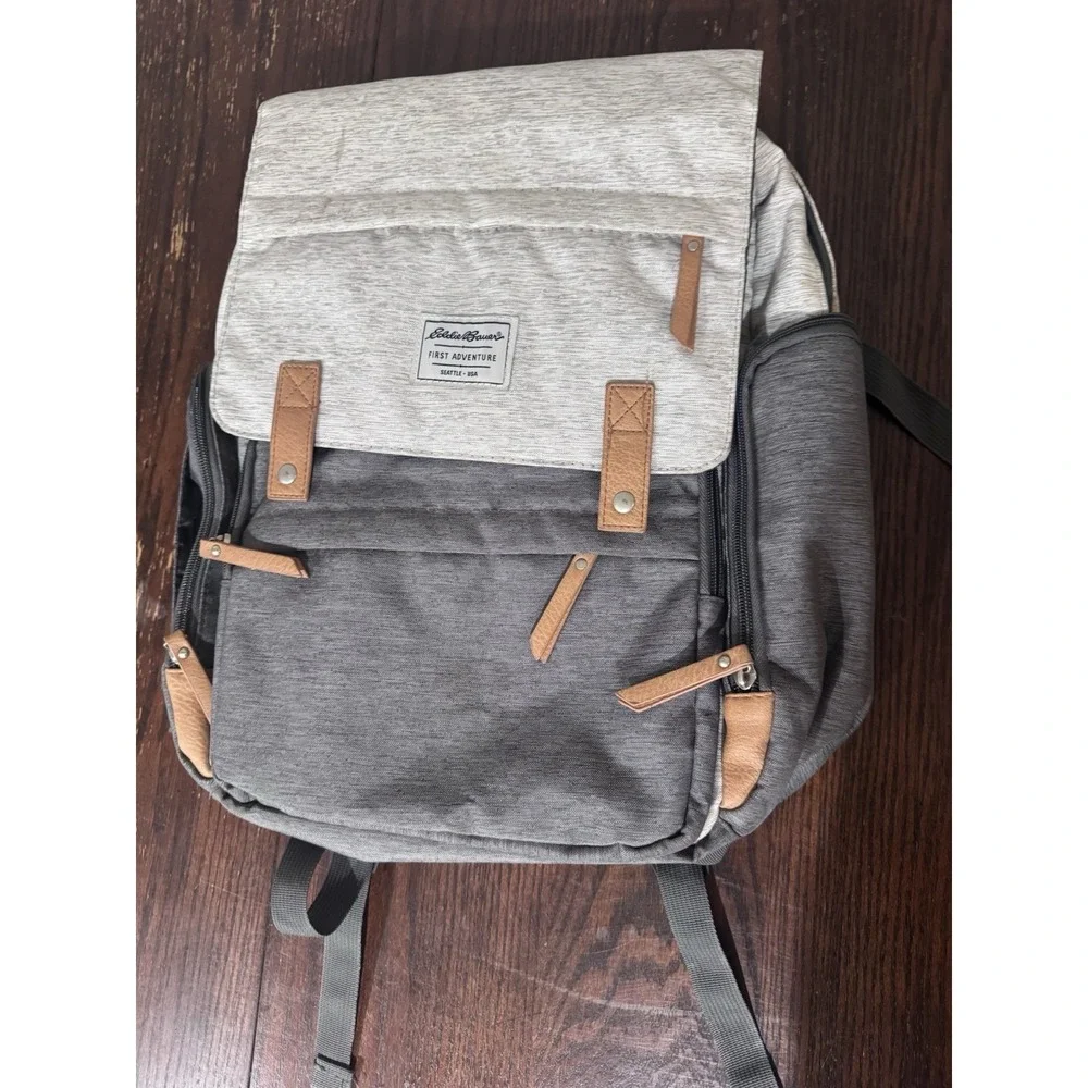 Eddie Bauer Cascade First Adventure Backpack Diaper Bag - Gray Preppy Neutral